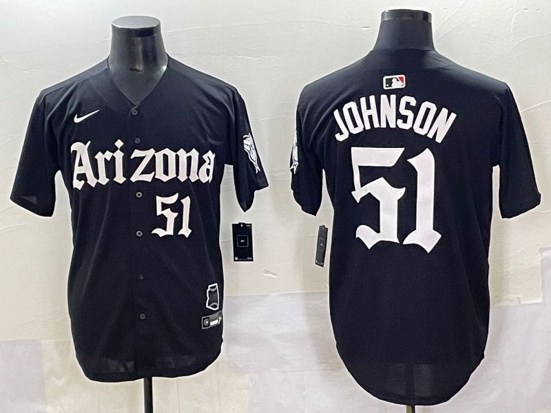 Men 2025 Arizona Diamondback #51 Johnson Black Five generations Joint Name Nike MLB Jersey style 12->arizona diamondback->MLB Jersey